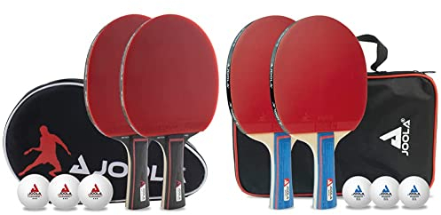 JOOLA Tischtennis Set Duo PRO, rot/schwarz, 6-teilig & 54820 Tischtennis-Set Duo Bestehend aus 2 Tischtennisschläger+3Tischtennisbälle+1Aufbewahrungstasche,Mehrfarbig,OneSize