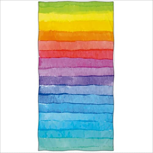 Zomer Strandtuch 70x140cm,Bedrucktes Mikrofaser Badetuch-Regenbogen Streifen