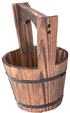 Niktule Maceta Cubo Madera | Caja Madera rústica para Plantas | Maceta rústica con asa, decoración para Interiores y Exteriores, Maceta para Verduras, Frutas, Flores Artificiales