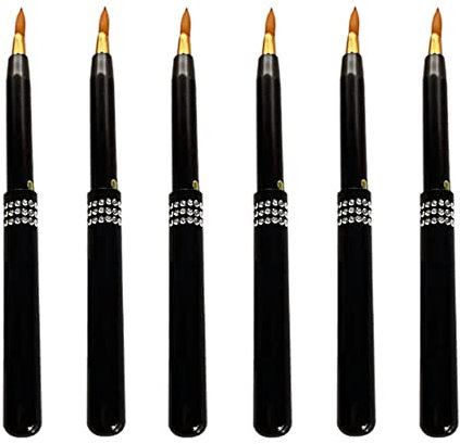 Lot de 6 pinceaux à lèvres rétractables - Pinceaux à lèvres portables - Applicateur de rouge à lèvres de voyage - Outil de maquillage pour femme
