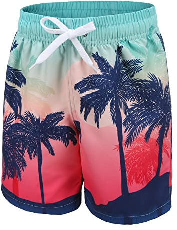 Badehose Kinder Jungen Badeshorts Schnell Trocknende Boardshorts Hawaii Strand Shorts 134 140/9-10 Jahre