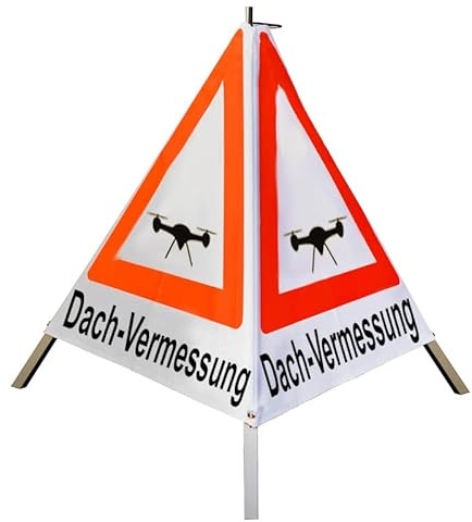 Warnpyramide/Faltsignal 70 cm, (Sonderzeichen Drohne) Dach-Vermessung - tagesl weiß, schwer