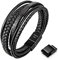 Speroto armband herren lederarmband herren leder armband für männer herren armband(schwarz style B,23cm)