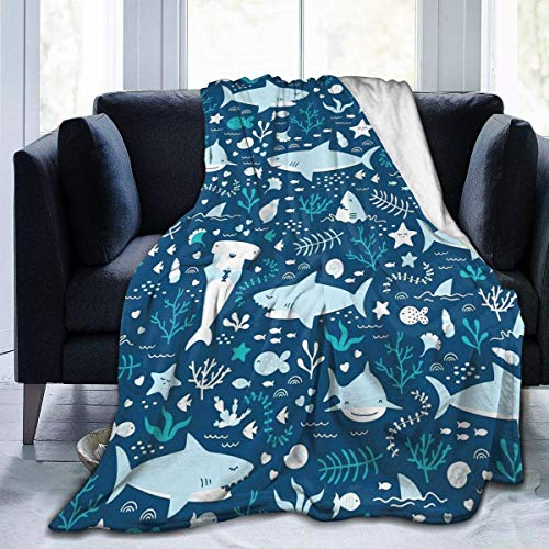 Boceoey Decke 200x200 Blauer Hai Kuscheldecke Flauschig - Weich Warme Fleecedecke für Bett Couch - Wohndecke als Couchdecke Bettüberwurf Tagesdecke Campingdecke