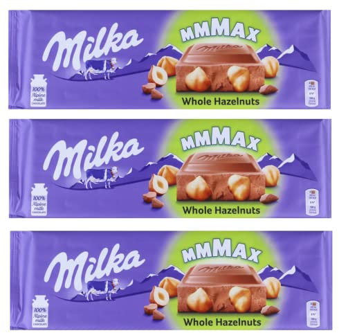 3x Milka MMMAX Whole Hazelnuts Schokoladentafel Milchschokolade mit Ganze Haselnuss 270g