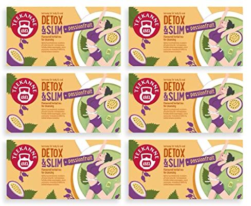 TEEKANNE tee Detox & Slim Passionsfrüchtetee 6er Pack (6 x 32 g) mit einem Geschenk von DEKOND
