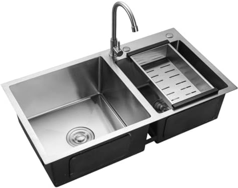 TaNeHaKi Fregadero De Cocina Fregadero De Acero Inoxidable Fregadero Empotrado Fregadero De Acero Inoxidable Fregadero Doble Fregadero Doméstico Fregadero Doble Cubeta 78 * 43 * 21cm