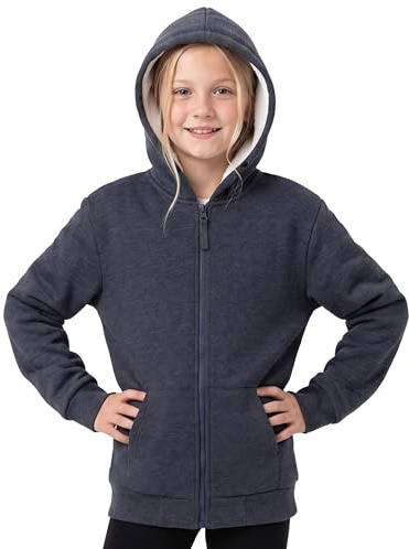 CityComfort Felpa Bambina - Felpa con Zip e con Cappuccio Rivestita in Sherpa 5-15 Anni - Felpa Invernale per Ragazza Caldissima e Morbida