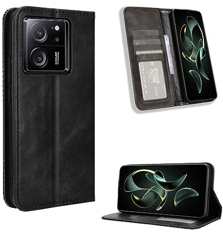 Fitudoos Handyhülle für Xiaomi 13T/13T Pro Hülle Leder, Handyhülle für Xiaomi 13T/13T Pro Hülle Leder Flip Case Brieftasche Etui - Schwarz