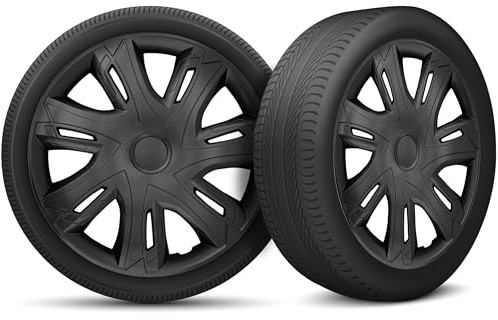 Radkappen 14 Zoll Radzierblenden 4er Set passend für alle Stahlfelgen - Einstellbarer Sicherungsring - Glanzlos Schwarz