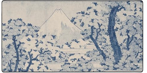 DURAGLYDE MPCO Mount Fuji with Cherry Trees in Bloom White/Blue Large Size Gaming WFH Mousepad Full Desk (Large (91.4 cm x 43.2 cm))