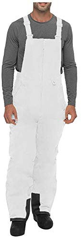 TDEOK Salopette da lavoro, pantaloni da sci, per il tempo libero, salopette monopezzo, jeans, pantaloni da lavoro, pantaloni protettivi, salopette da lavoro, bianco, XXXXL