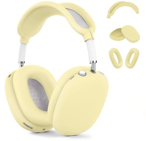 Silicone Case Cover for AirPods Max, Ear Pad Case Cover/Ear Cups Cover/Headband Cover for AirPods Max Headphones, Accessories Soft Silicone Protector for Apple AirPods Max New USB-C (2024) (Yellow)