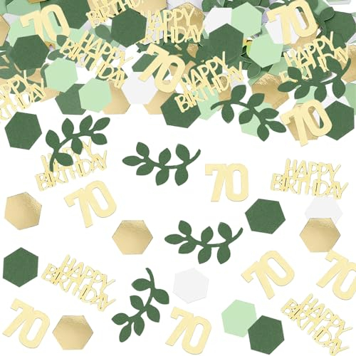 Konfetti 70 Geburtstag Deko Grün Gold,200 Stück Tischdeko 70. Geburtstag Frauen Männer,70er Streudeko Geburtstag Confetti,70. Geburtstag Deko Konfetti,Deko 70 Geburtstag Mann Frau,70 Jahre Dekoration