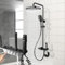 Duschsystem Schwarz, Duschset inkl. 30 * 19cm Eckige Kopfbrause, 86-120 cm Verstellbare Duschstange, Duscharmatur Komplettset mit 3 Funktion Handbrause, Regendusche mit Armatur