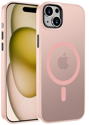 ORDA für iPhone 15 Plus Hülle 6.7 Zoll Kompatibel mit MagSafe,Magnetisch Handyhülle für iPhone 15 Plus Case Durchscheinende Matt Rückseite Dünn Stoßfest Schutzhülle Rosa