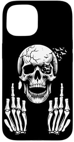Skull Skeleton Middle Finger Halloween Adult Humor F You Case for iPhone 15