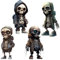 Claofoc Coole Skelett Figuren 4 Stück Totenkopf Deko Halloween Horror Gothic Skulpturen Mini Totenkopf Figuren Harz Kunsthandwerk Steampunk Statuen für Zuhause Büro Schreibtisch
