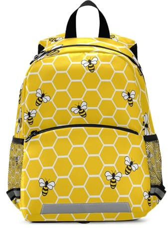 Yopersonalizes Rucksack für Kinder, Kleinkind, für Jungen und Mädchen, Wabenmuster, niedliche Biene, Vorschule, Kindergarten, Büchertasche, Kinderrucksack, Schultasche, Kindergarten, Kita, mit