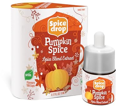 Spice Drop Pumpkin Spice Extract - Up to 180 Drops Per Bottle | Coffee, Cooking, Baking, Dessert | Rich in Quality and Aroma | No Added Colour or Preservative | Vegan, 1 Piece