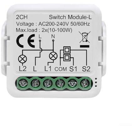 Relay Switch Module, Smart Light Switch Module For Tuya For ZigBee Relay Switch Module No Neutral Conductor Required For Home(2-gang)