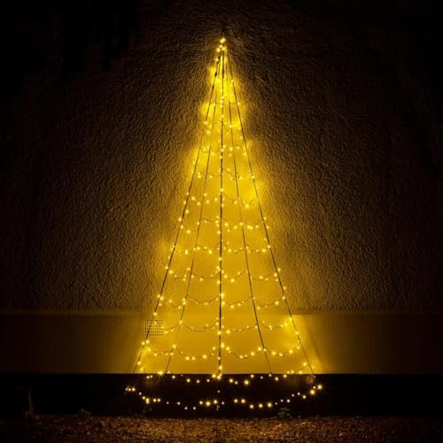 Festive Lights - Starry Nights 4m Christmas Wall Tree, Multi Function 320 Warm White LEDs - Low Voltage Wall And Ground Mounted Mains Plug In Indoor Outdoor Decoration With 8 Hour Timer
