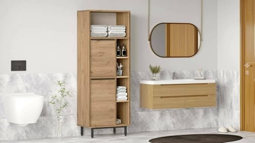 Dmora Schrank Mimas 160x35,5x45,1h cm Braun 4 Regale 7 Fächer