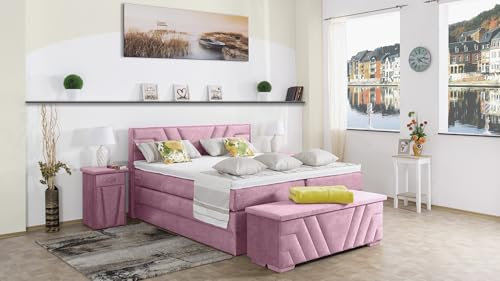 Boxspringbett Terz 240x220, DS-Viola, 7-Zohnen Taschenfederkernmatratze, Komfortschaum - Inklusive Aufbau - Deutscher Hersteller