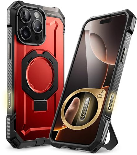 SUPCASE for iPhone 16 Pro Max Case with Camera Control Capture Button (Unicorn Beetle Grip), [Built-in Stand] [Compatible with MagSafe] Heavy Duty Magnetic Phone Case for iPhone 16 Pro Max (Ruddy)