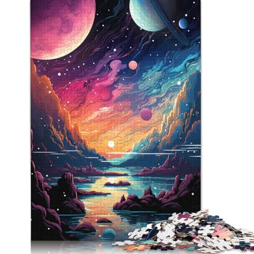 1000 Piece Jigsaw Puzzle The Colorful Psychedelia of Neon Planet Puzzles for Adults & Kids Cardboard Jigsaw Great Gift for Adults Size 38x26cm