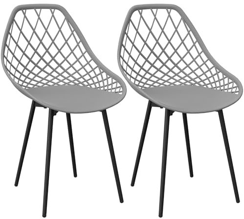 JIJIAN Esszimmerstühle 2er Set,stühle esszimmer mit Metall-Stuhlbeine,Wohnzimmer stühle,Gebogene Rückenlehne,modern stühle,Für Esszimmer,küchenstühle,Schlafzimmer und Garten-Grauer