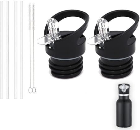 2 PièCes Bouchon Gourde Couvercle De Remplacement avec Paille Bouchon Gourde INOX avec Brosse De Nettoyage pour Couvercle à 720 DegréS,Super Sparrow Gourde,Gourde Sport,1,91 Pouces Bouchon Paille
