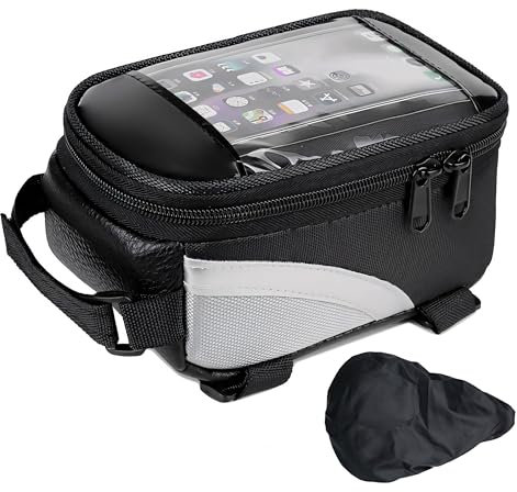 FZSECRIU 1 Pieza Bolsa para Bicicleta+1 Pieza Sillín con Cubierta de Lluvia,Bolsa Bicicleta,Bolsa Bici,Bolsa Bicicleta Cuadro,Funda movil Bicicleta