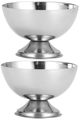 Holibanna Lot De 2 Ramequins En Métal Pour Salade Collation Fruits Dessert Bols À Dessert Sur Pied Portion Apéritif Yaourt Dessert Mini Crème Utilisation En Cuisine Glace Acier