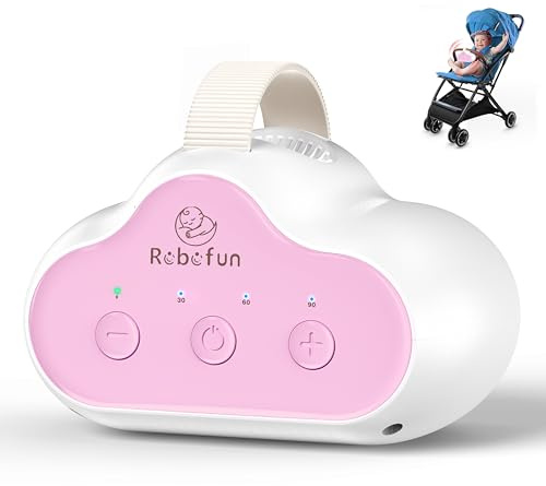 Robofun Kinderwagenschaukler, Einschlafhilfe Baby Wiederaufladbar- Rosa | Schlafhilfe für Baby Mit 30, 60, 90 Min Timer, 3 Einstellbare Schaukelintensitäten, Universell für Kinderwagen