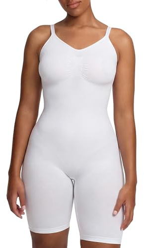 CFab Shapewear Damen Bauchweg Figurformender Nahtloser Bodysuit mit Shorts | Body Shaper mit verstellbaren Trägern formt Bauch, Taille und Oberschenkel für eine glatte Silhouette