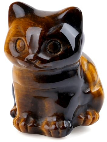 QINJIEJIE Katzen Deko Tigerauge Katzendeko Renteneintritt Geschenk Frau Büro Deko Kawaii Schreibtisch Dekoration Gartenfigur