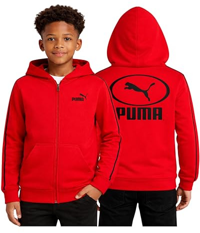 PUMA Felpa con cappuccio con zip per ragazzi, in pile, comoda e performante, con cerniera, per ragazzi – Felpa sportiva per sport e uso quotidiano