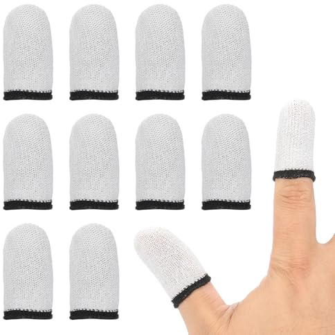 PATIKIL 24 Stück Gaming Finger Sleeve Controller Finger Thumb Sleeve Mobile Fingersleeves Gaming Fiber Tip Gloves Anti-Sweat Breathable für Phone Game Touchscreen Devices Weiß/Schwarz