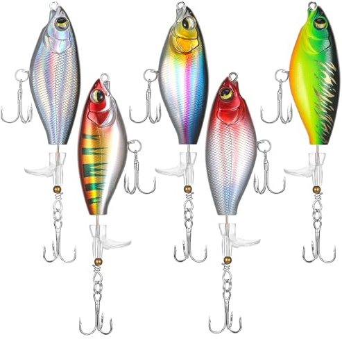 Huiguli 5 Stück Hecht Köder Set, Kunstköder Wobbler Swimbait lebensecht | für Zander, Barsch, Forellen - Angelköder mit UV-Reflexion für Süß- und Salzwasser, Raubfisch Köder