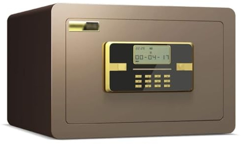 Aktenschrank aus Stahl mit elektronischem Passwortschloss, sichere Geldkassette für Büro, Zuhause und Hotel, Zwei Installationsoptionen (Gold, 25 cm)