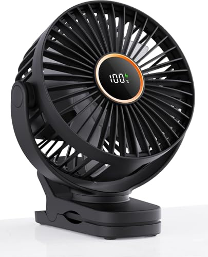 TUNISE Ventilateur à Pince USB Silencieux, 3 Vitesses, Batterie 2000 mAh, Portable pour Bureau, Poussette, Chambre et Camping