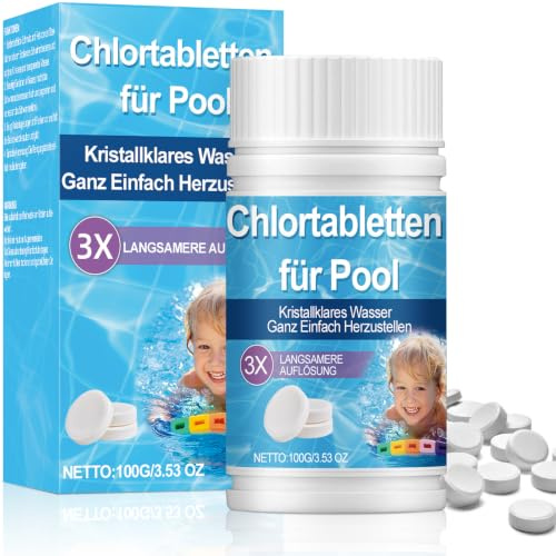 Mini Chlortabletten für Pool 100pcs, Leistungsstarke Chlortabletten für Planschbecken, Pool Chlor Tabletten für Schwimmbäder und Spas – Sorgen für kristallklares und sauberes Wasser