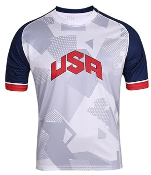 LIXQQS Maglia da Calcio Uomo e Donna, Maglietta da Tifoso, Tessuto Traspirante ad Asciugatura Rapida, Abbigliamento Sportivo per Partite ed Eventi Sportivi(United States,S)