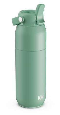 ION8 Primo Urban Insulated Water Bottle 540 ml (18 oz) – Leakproof Stainless Steel Bottle with Straw Lid, Fast Flow, Vacuum Insulated Cold Drinks, Cup Holder Friendly, Dishwasher Safe, Aqua