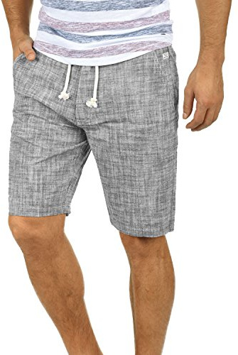 Blend BHBones Herren Shorts Kurze Hose Bermuda mit Leinen-Optik Eingrifftaschen 100% Baumwolle Regular fit, Größe:S, Farbe:Black (70155)