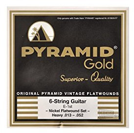 Pyramid Gold Flachdraht umwickelte Gitarrensaiten, Chrom-Nickel, Stärken 13–52