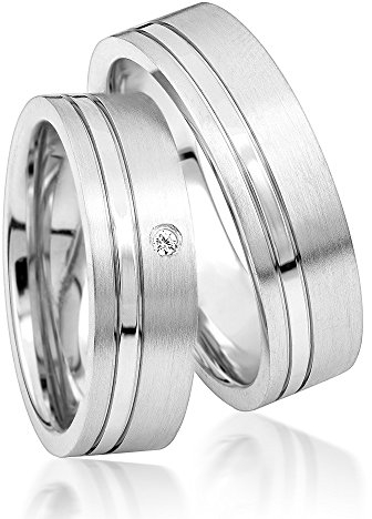 2x Platin Eheringe Partnerringe Trauringe Verlobungsringe inkl. Gravur und Steine PTJC07-950