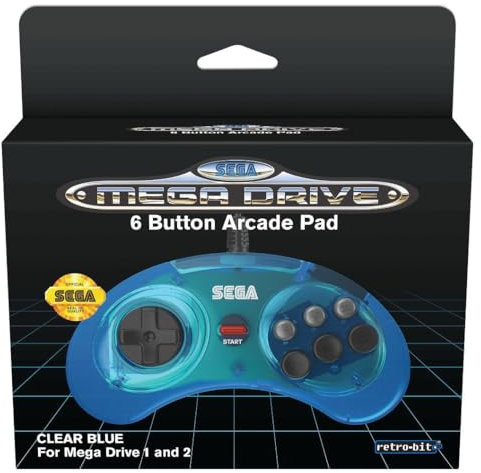 SEGA Mega Drive manette filaire 6 boutons - bleu