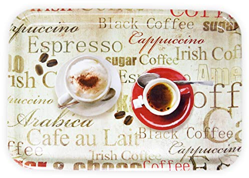 Lashuma Bandeja de melamina XL, bandeja de café italiana, bandeja de desayuno rectangular, impresión: café expreso, 45 x 31 cm
